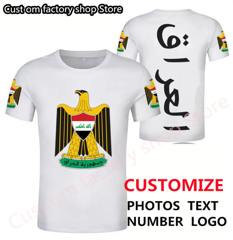 IRAK t-shirt mâle bricolage numéro personnalisé irq garçon t-shirt nation drapeau iq pays république islam arabe imprimé p o vêtements 220616