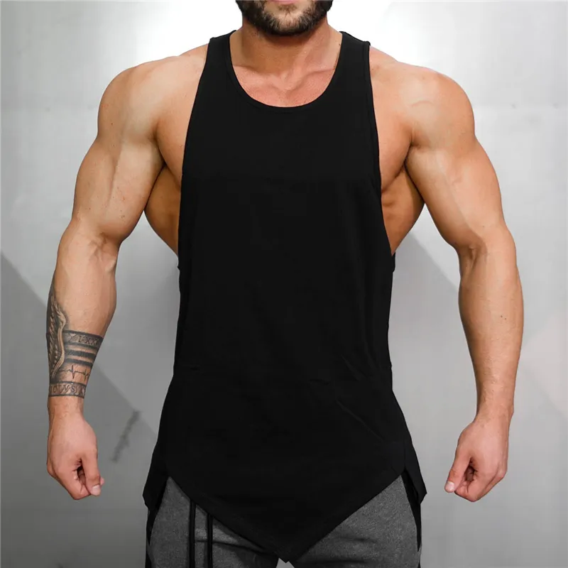 MuscleGuys Gym Stringer Clothing Bodybuilding Tank Top Top Men Fitness Singlet Soreeveless Shird Solid Cotton Shirt Muscle Vest 220624