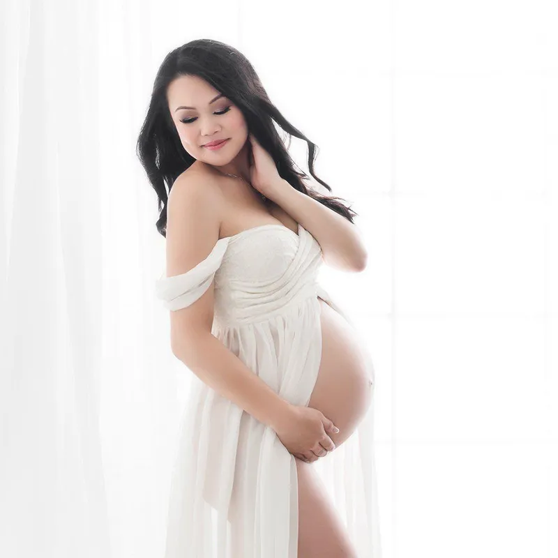 Robes de maternité sexy pour Po Shoot en mousseline de soie robe de grossesse Pographie Prop Maxi robe femmes enceintes vêtements D30 220419