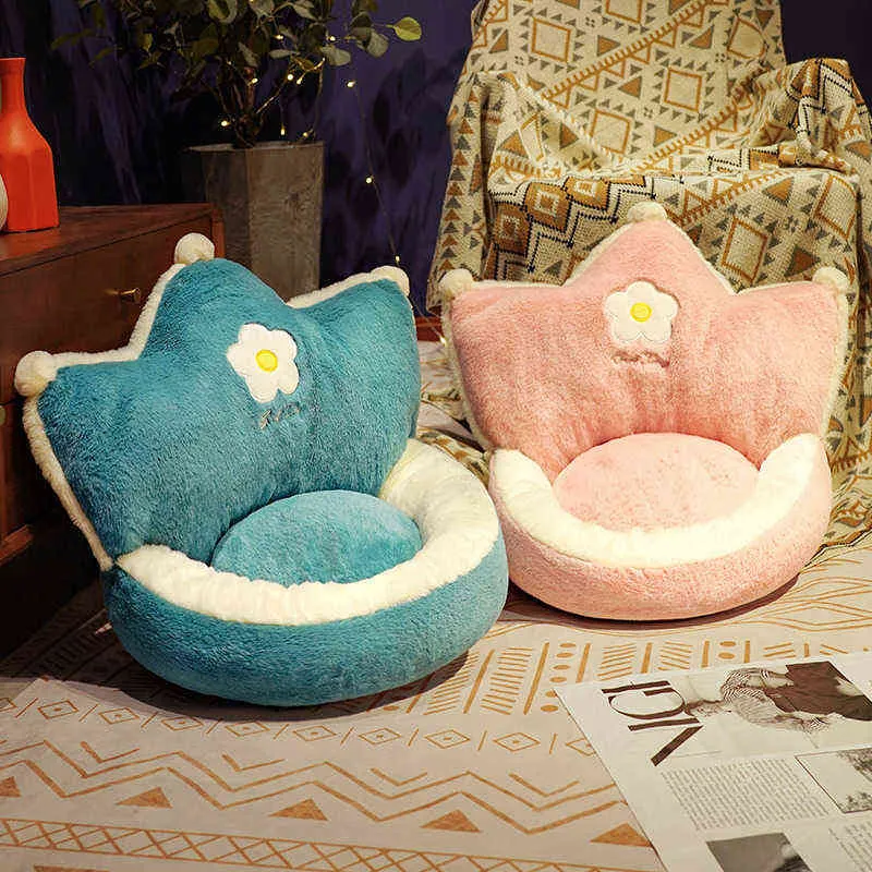 Cartoon Crown Plush Stuffed Sofa Cute Hugs Sleeping Comfort Chair Cushion Baby Seat Kids Birthday Gifts J220704