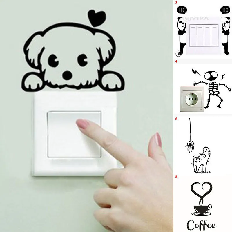1 пункт смешные рисунки животных переключателей на стене для детской комнаты.