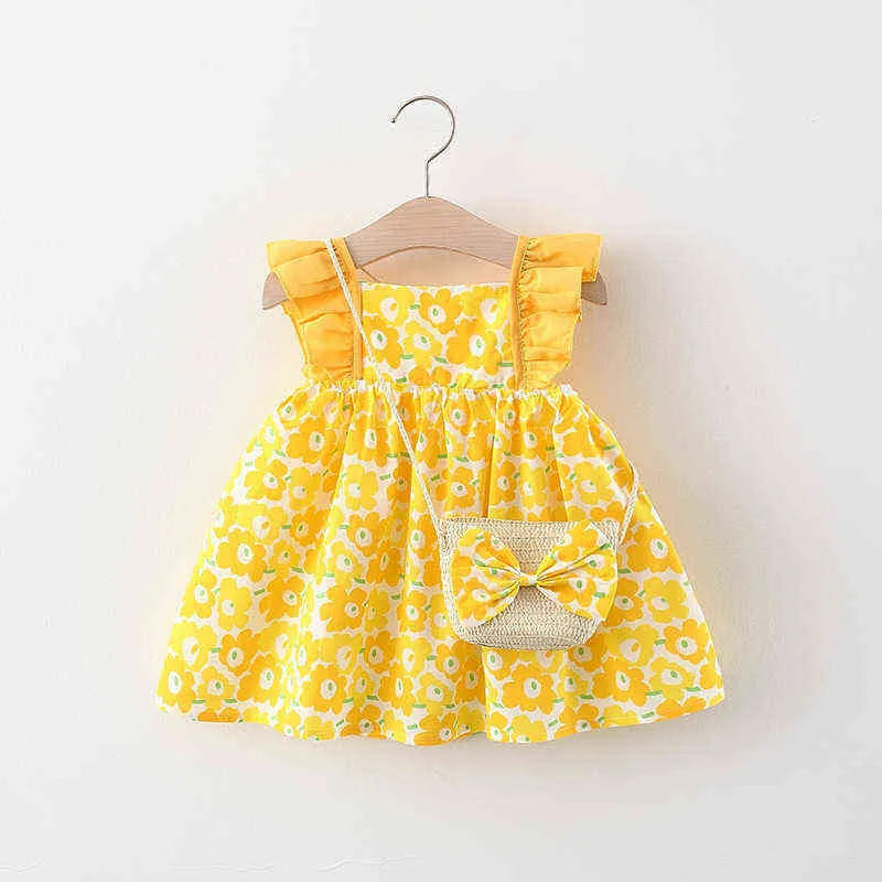 Robes de princesse en coton pour bébés filles, robes à manches volantes, vêtements imprimés floraux pour enfants de 1 à 3 ans, Costume d'été 2022 G220518