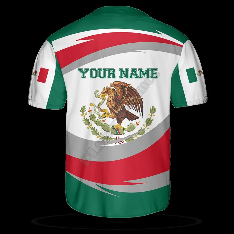 Mexico Half Customize Your Name Baseballtröja 3D-tryckt Herr Casual s hip hop Toppar 220706