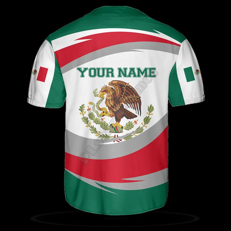 Mexiko-Hälfte: Passen Sie Ihren Namen an, Baseball-Trikot-Shirt, 3D-gedruckt, für Herren, lässig, Hip-Hop-Tops 220706