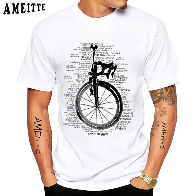 Sabit dişli bisiklet bisikletçi resim tişört yaz erkekler kısa kollu yol bisiklet spor sevgilisi beyaz gündelik çocuk tees vintage üstler 220526
