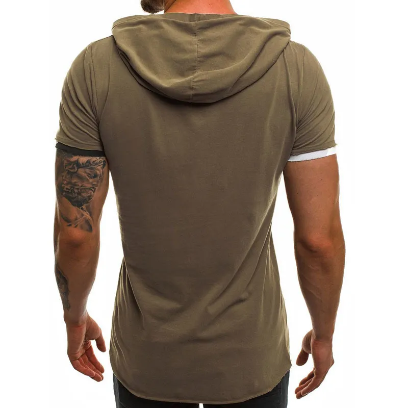 Summer Men's Hooded t-shirt Casual Slim Short Sleeve t shirt men Plus Size 3XL Solid Men Clothes Streetwear Tee Shirt Homme 220504