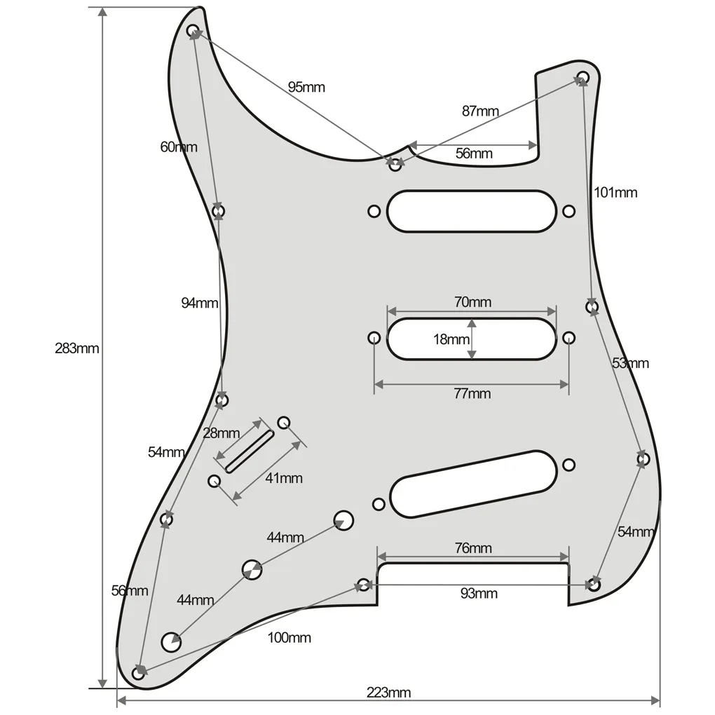 Left-handed White 3Ply 11 Holes Guitar Pickguard SSS with Screws