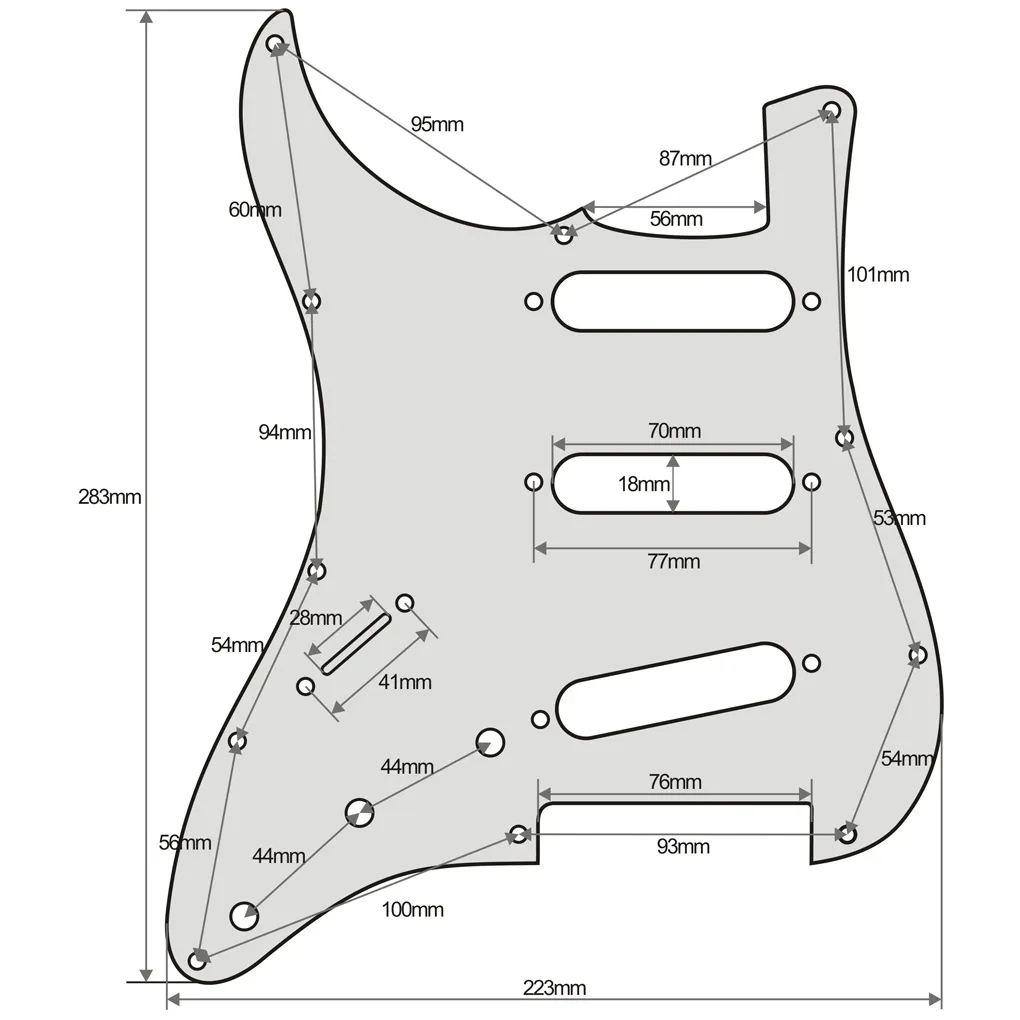 Leworęczny biały 3ply 11 otworów Guitar Pickguard SSS ze śrubami