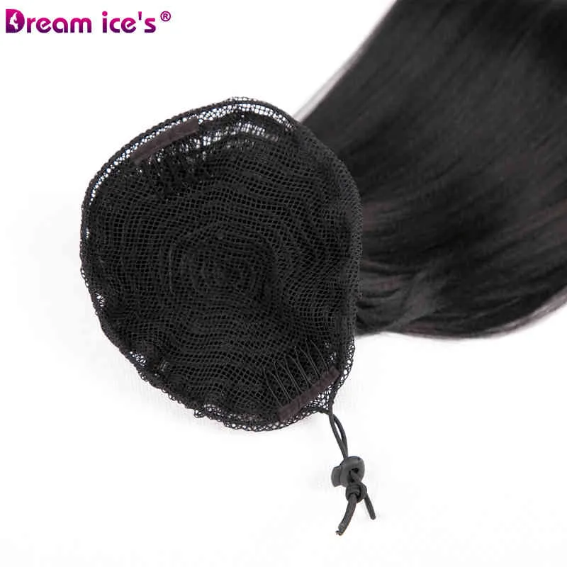 Yaki Recht Synthetisch Trekkoord Paardenstaart Haarverlenging Clip Paardenstaart Haarstukjes Met Elastische Band 20 Inch Dream Ice039s8580906