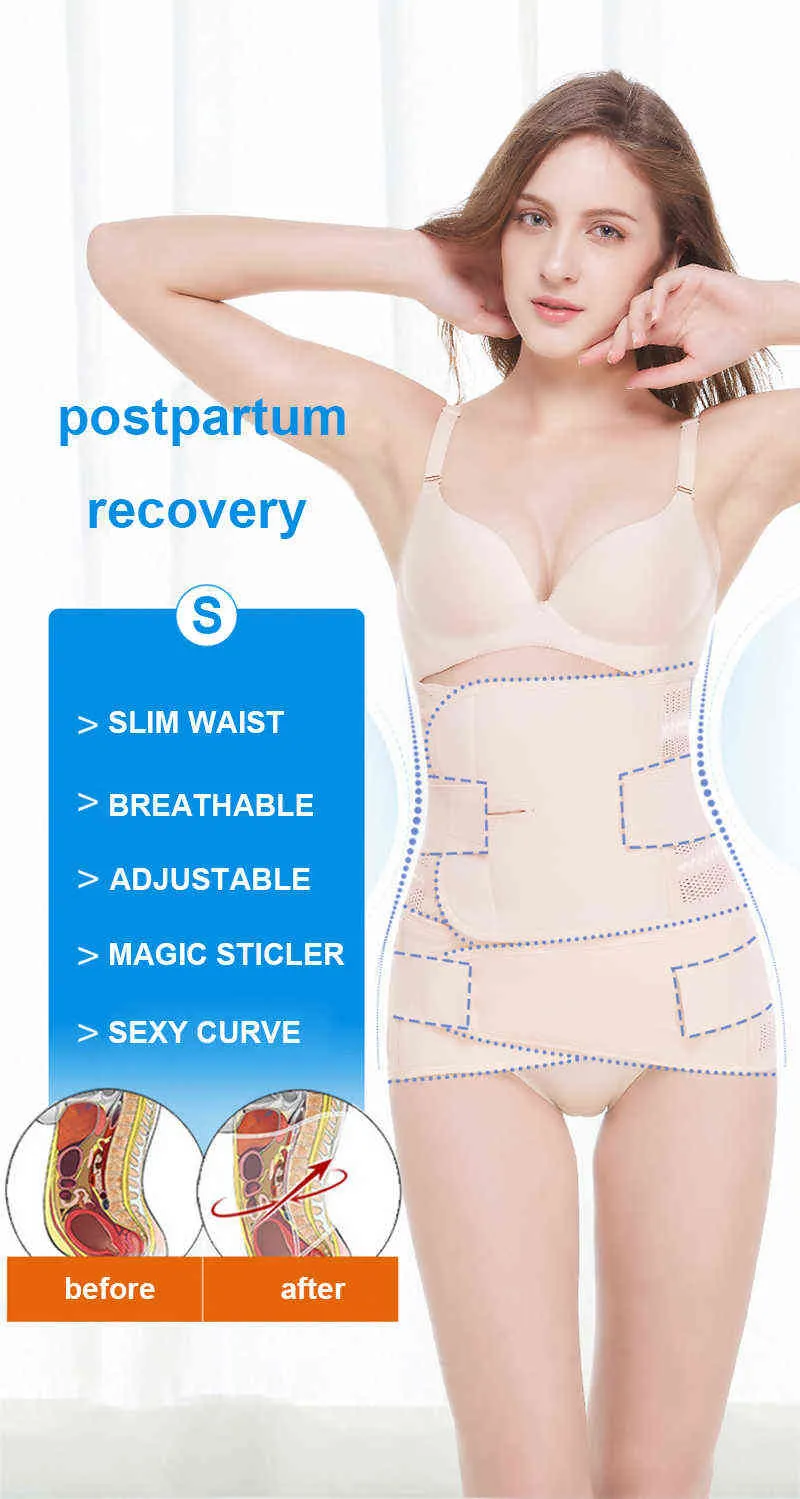 Postpartum belly band gravid rem 2 bit mage bäcken bälte wrap korsett midje tränare back support återhämtning bandage body shaper l220802