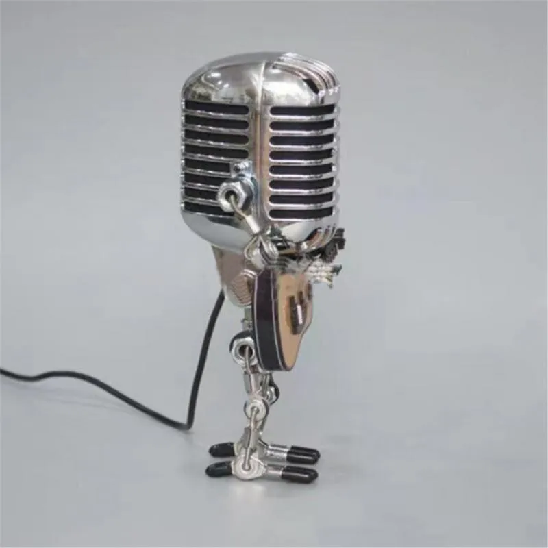 Lampada robot microfono vintage suonare le luci a led scrivania chitarra in miniature artigianato dell'ufficio decorazione la casa 220426