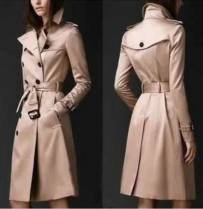 Moda da primavera de alta qualidade Women Trench Coat Long Windbreaker Moda Trend Trendência Dubrobradanteada Slim Long Trench 220812