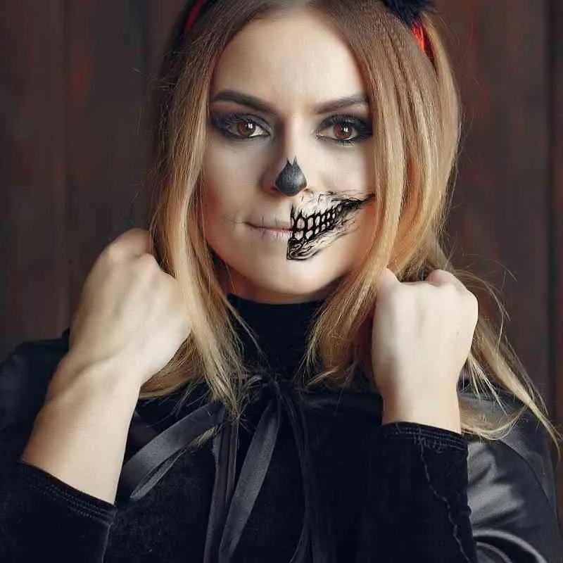 NXY Tymczasowy Tatuaż 1 Sztuk Halloween Naklejka Stojem Usta Zęby Wodoodporny Dark Wind Funny Makeup 0330