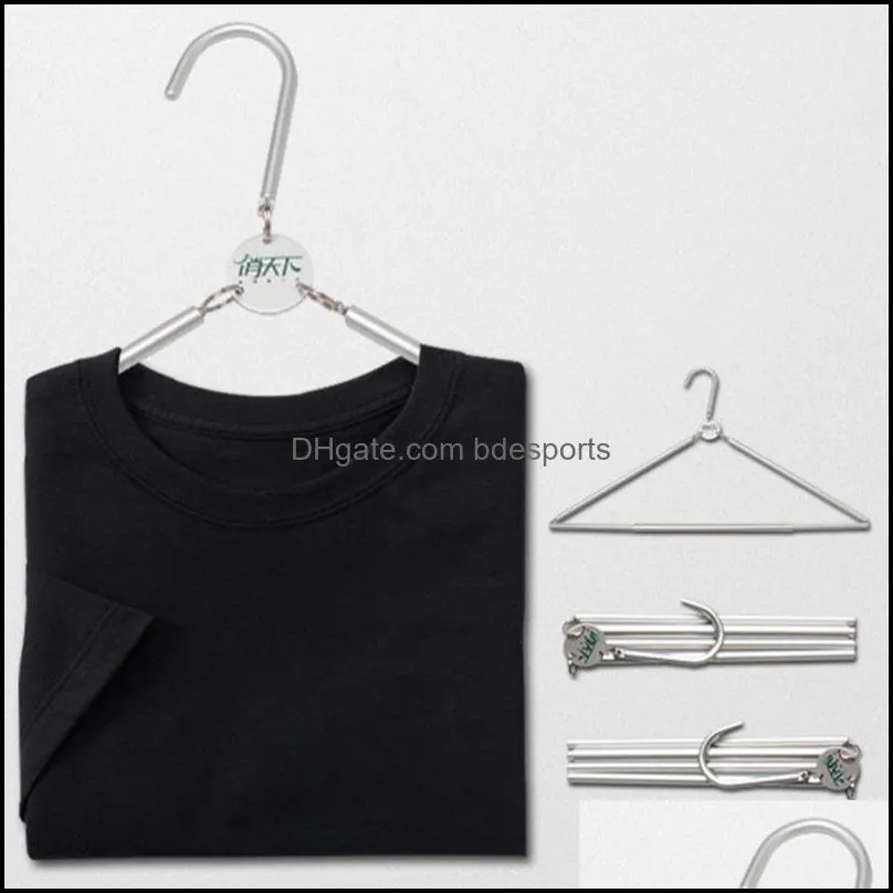 1pc Portable Foldable Hanger Aluminum Alloy Clothes Rack For Travel Household Dormitory Coat Hangers Folding Hangers