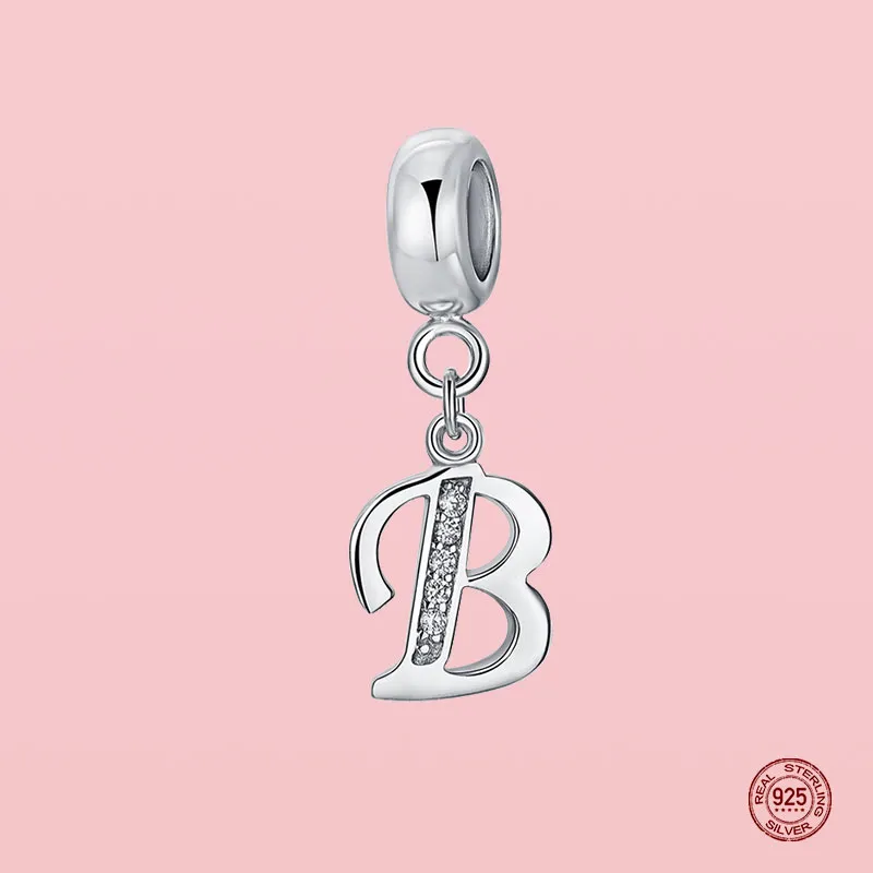 925 argent Fit Pandora breloque 925 Bracelet Alphabet A-Z lettre pendentif ensemble de breloques pendentif bricolage perles fines bijoux