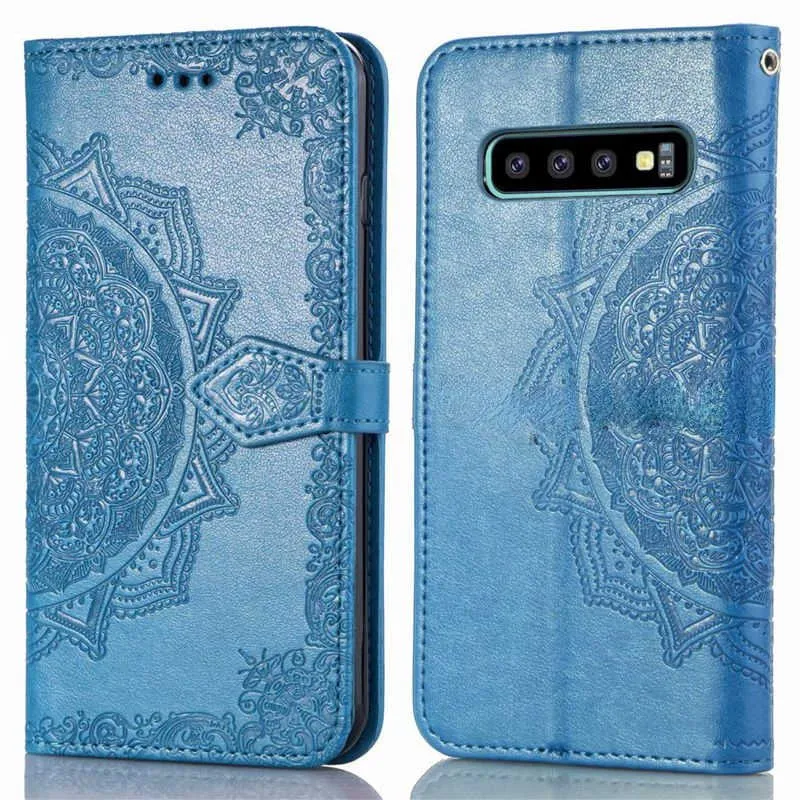 Mandala Butterfly Gaufrage Cuir Flip Wallet Case Soft Phone Cover Case pour iPhone 13 12 Pro Max mini XR XS Max 8 7 Plus pour Samsung S10