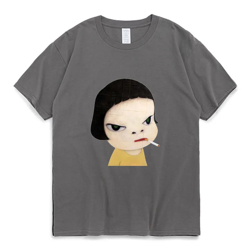 Yoshitomo nara tryck t-shirt Jag vill inte växa upp sommar bomull t-shirt män kvinnor 10 färger korta ärm tees 220708