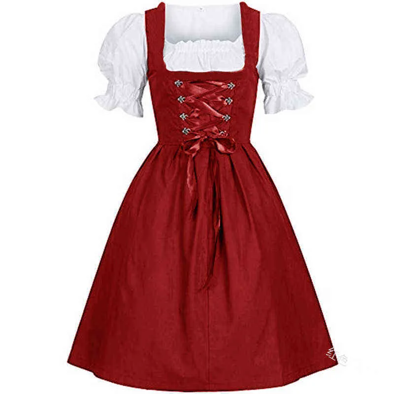 Vrouwen middeleeuws komen jurken Duits Oktoberfest Dirndl jurk cosplay Come Party Girl Tavern Maid Jurken L220714