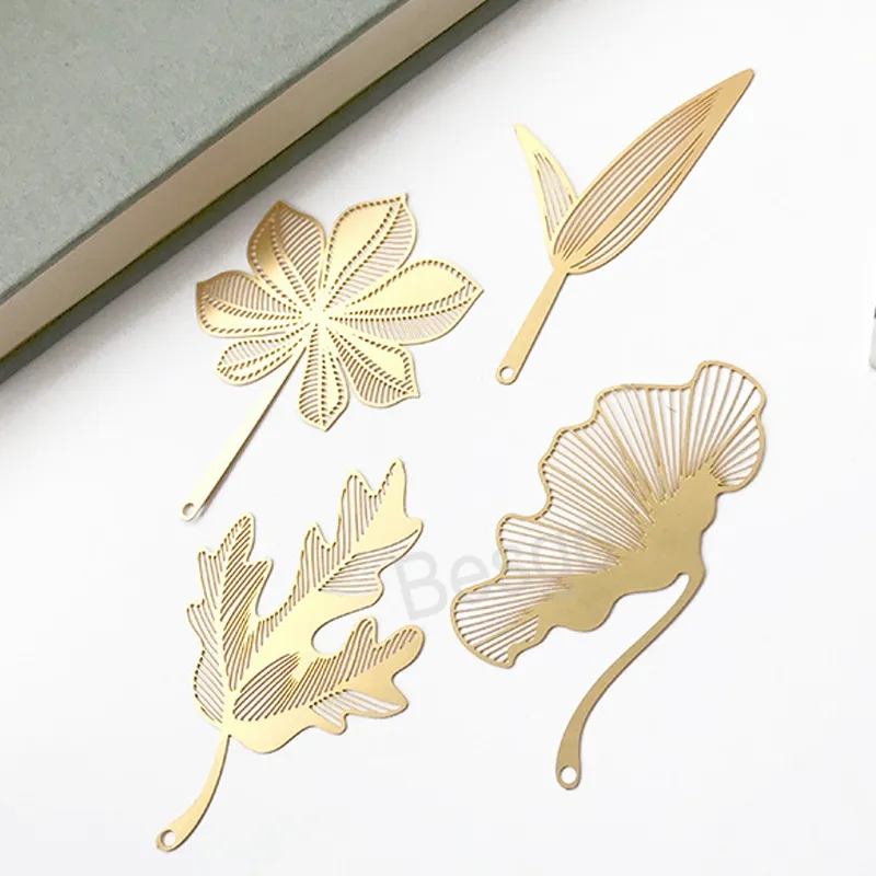 Metal Plant Bookmark Lotus Leaf Flos Hibisci Hollow Out Bookmark Chinese stijl Planten Bladwijzers Kantoor Schoolstudenten Leveringen BH7008 TYJ