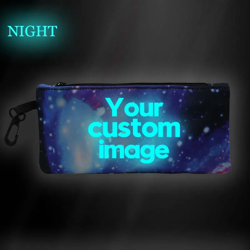 Custom DIY Canvas Makeup Zipper Bags Pencil Case Personalized Luminous Cosmetic Pouch for Travel Craft Hand Bag 220704