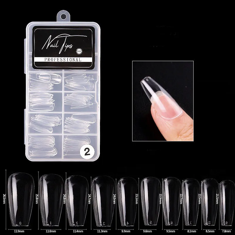 100st Box Full Cover Fake Nail Artificial Press On Ballerina Ultra Thin Falsk Elastic Coffin Nails Art Tips Manicure Tool 220716