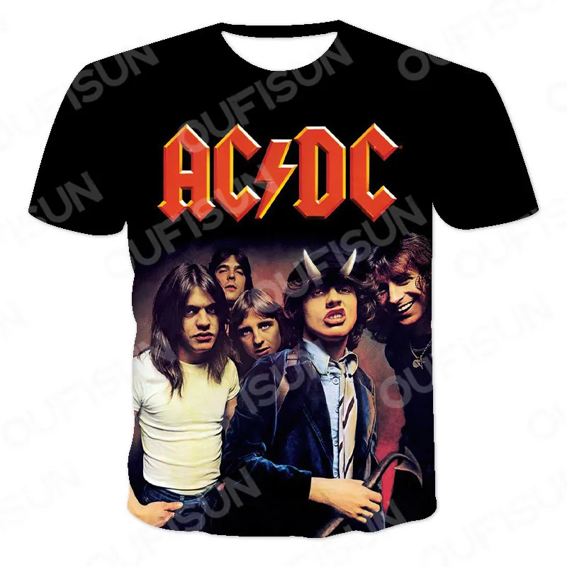 Estate AC DC 3D Stampato Rock Roll Maglietta da uomo Tee Uomo Abbigliamento Manica corta Top Tees Uomo Casual Stampa O Collo Gentleman 220520