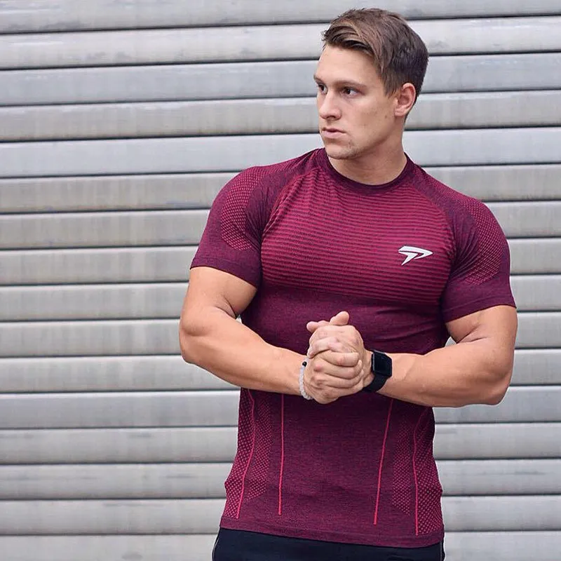 Men Running Tight Short Tshirt compression Quick dry t shirt Male Gym Fitness Bodybuilding jogging Tees Tops clothing 220617