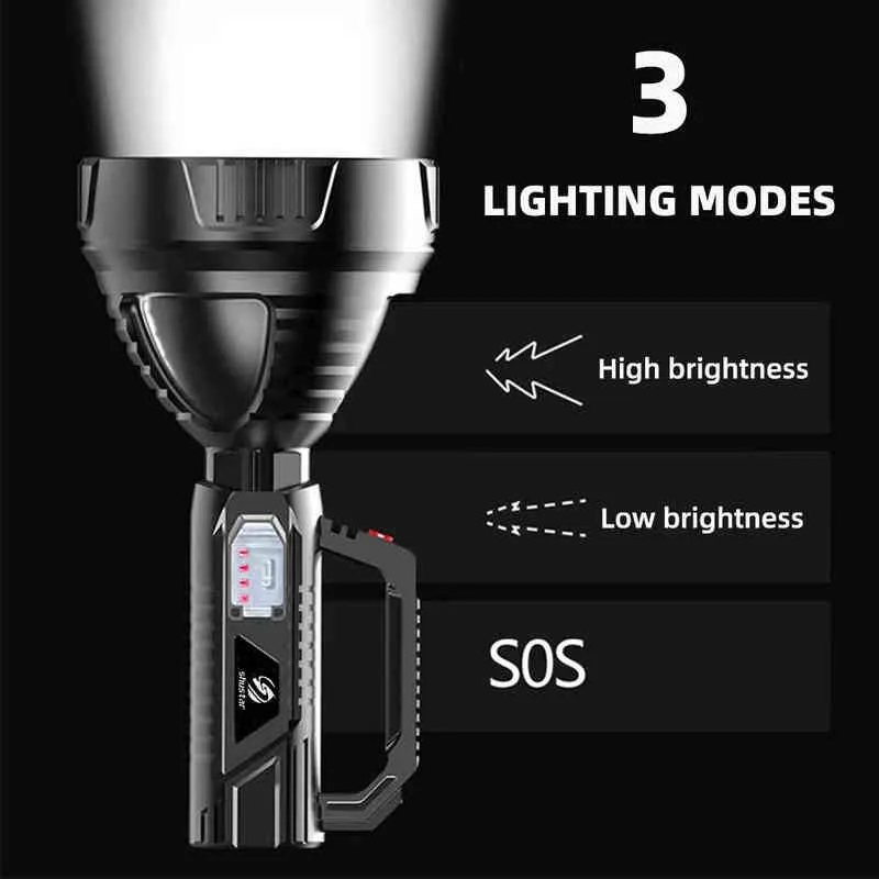 Lanterna portátil Lanterna Spotlight Holofotes poderosos Camping Recarregável Lâmpada LED Iluminação LED para o canteiro de obras J220713