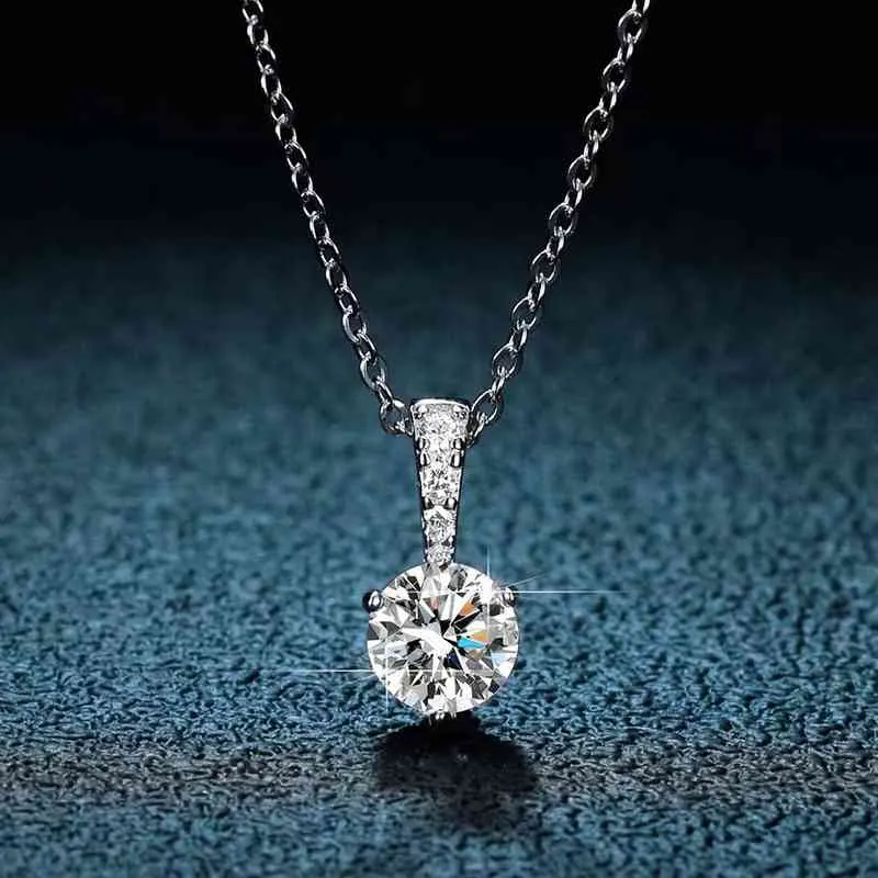 العصرية الحقيقي 1 ct d اللون مويسانيت الماس النساء مجوهرات 100٪ 925 فضة قلادة الترقوة مع gra هدية