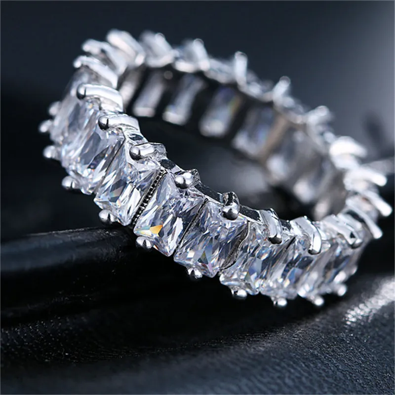 Ekopdee Luxury Band Zircon Rings For Women Promise CZ Crystal Finger Ring Engagement Wedding Jewelry Love Gift 220719