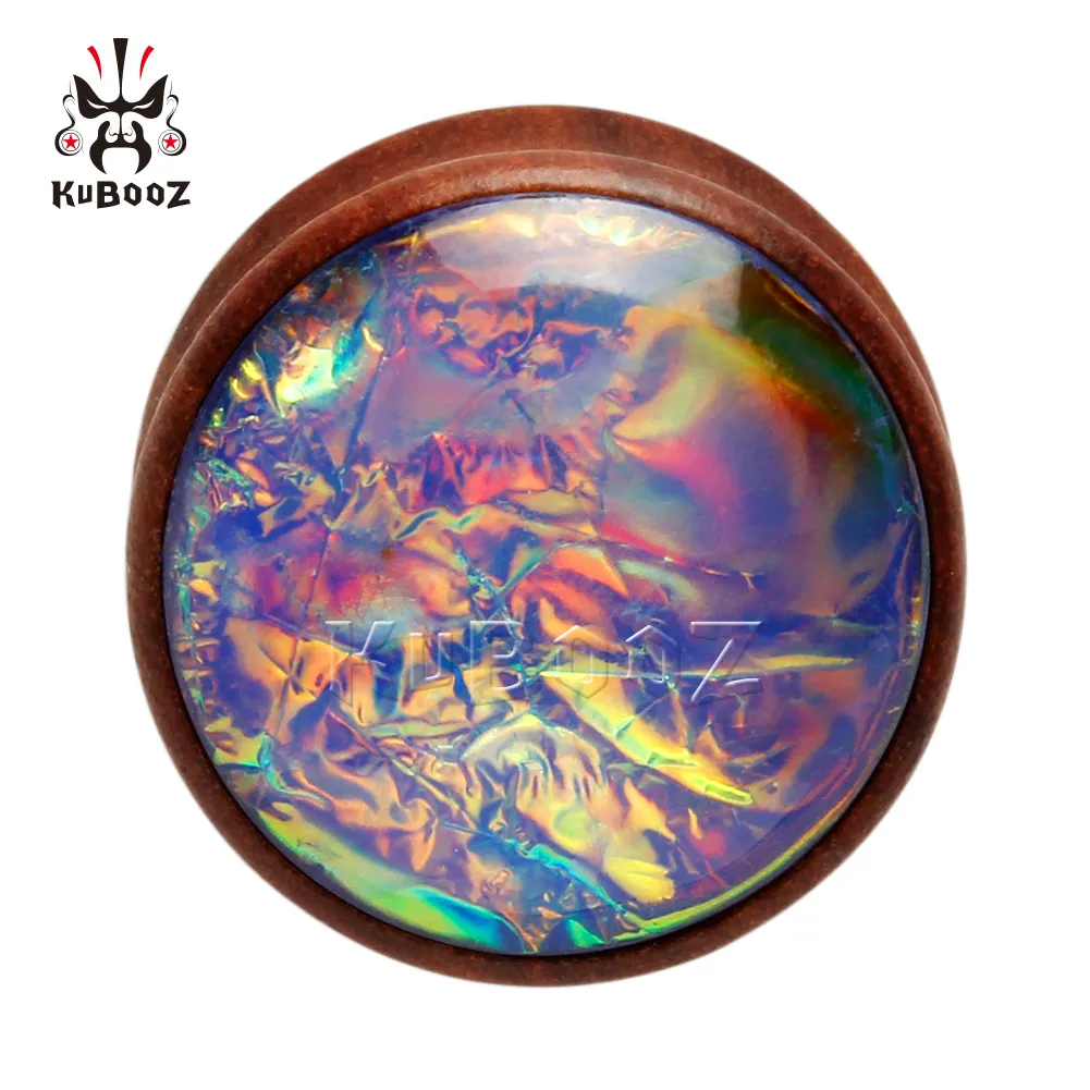 KUBOOZ Massief palissander ingelegd opaal Oren Piercing Meters Oortunnel en pluggen Lichaamssieraden maken Leverancier 8 mm tot 25 mm 2783