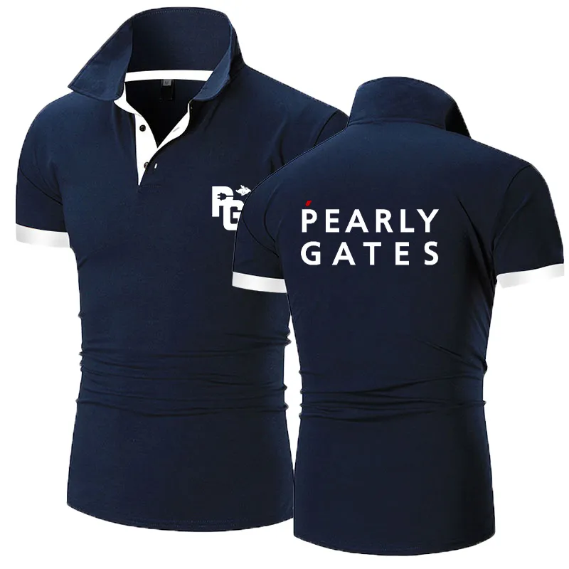 PEARLY GATES Golf été hommes mode mince à manches courtes polo sport polo chemise de golf affaires revers homme haut 220621