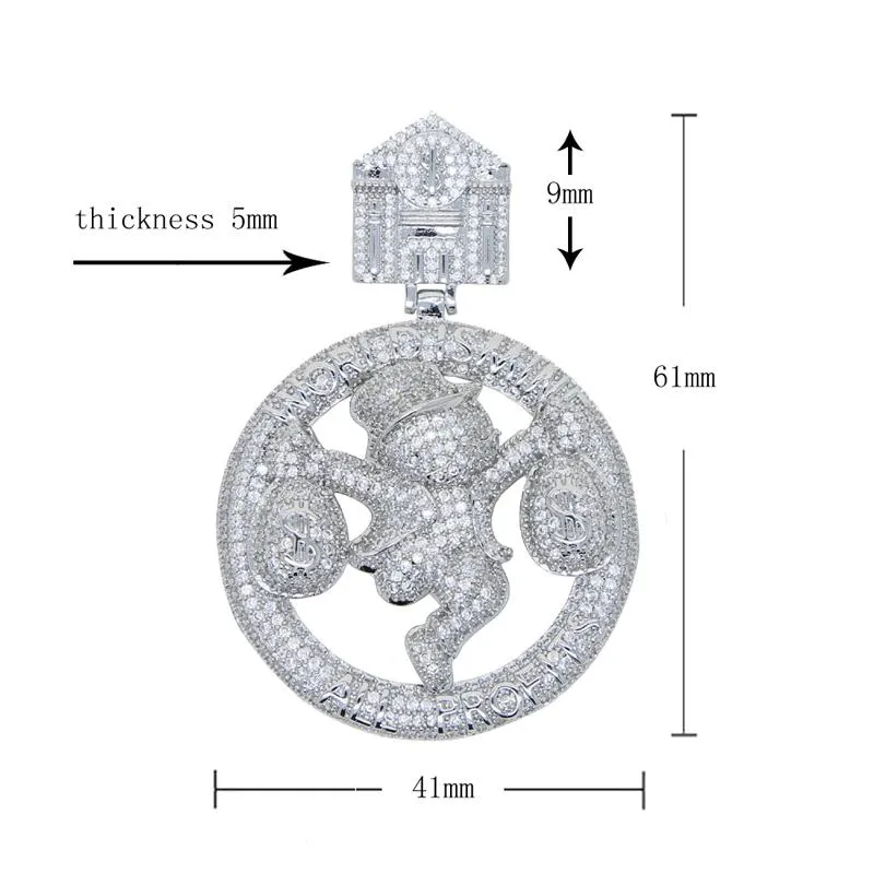 Zincirler Hip Hop buzlu Bling 5a Kübik Zirkon Sirk Para Çanta Mektubu Kolye Kolye Erkekler İçin Küba Zinciri Tenis Tenis Jewelrychains 251W