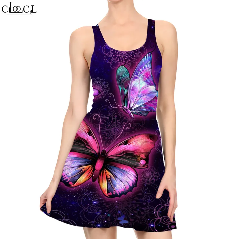 Mode décontracté belle robe papillon impression 3D été femmes robe Sexy sans manches plissée robes de plage goutte W220616