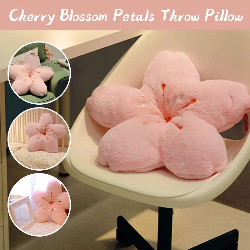 Ins Pink Cherry Petals Pillow Girl Bedroom Living Room Decor Bay Window Floor Seat Cushion Plush Tatami Blossom 220628