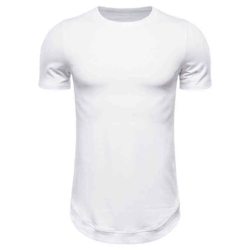 Streetwear Männer T-shirt Extra Lange Hipster T-shirt Männer Einfarbig Slim Fit Lange linie T-shirt Homme Kurzarm Casual T Shirts L220704