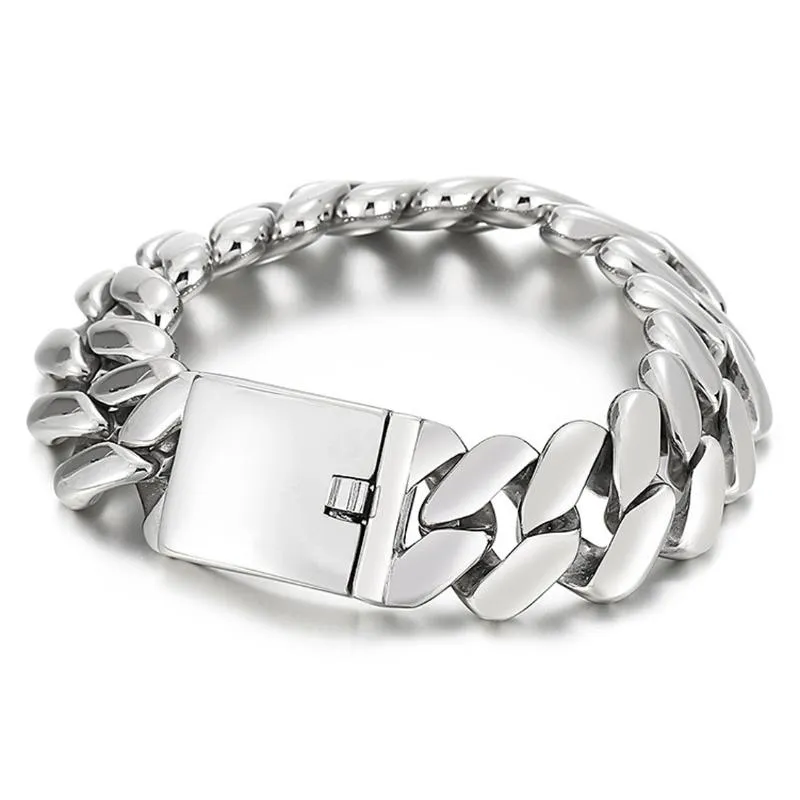 Bracelet à maillons pour hommes, chaîne à maillons lourds de 20mm, bordure cubaine, couleur argent, or, acier inoxydable 316L, bijoux masculins, lien Lars22243x