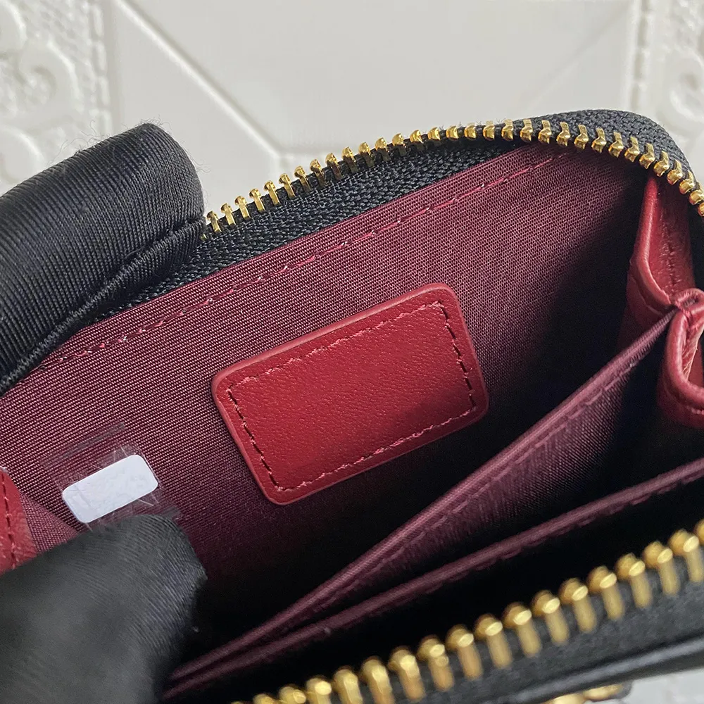 Högkvalitativ anpassad 100% läder blixtlås damer fast färg mode kreditkortshållare mynt purse252q