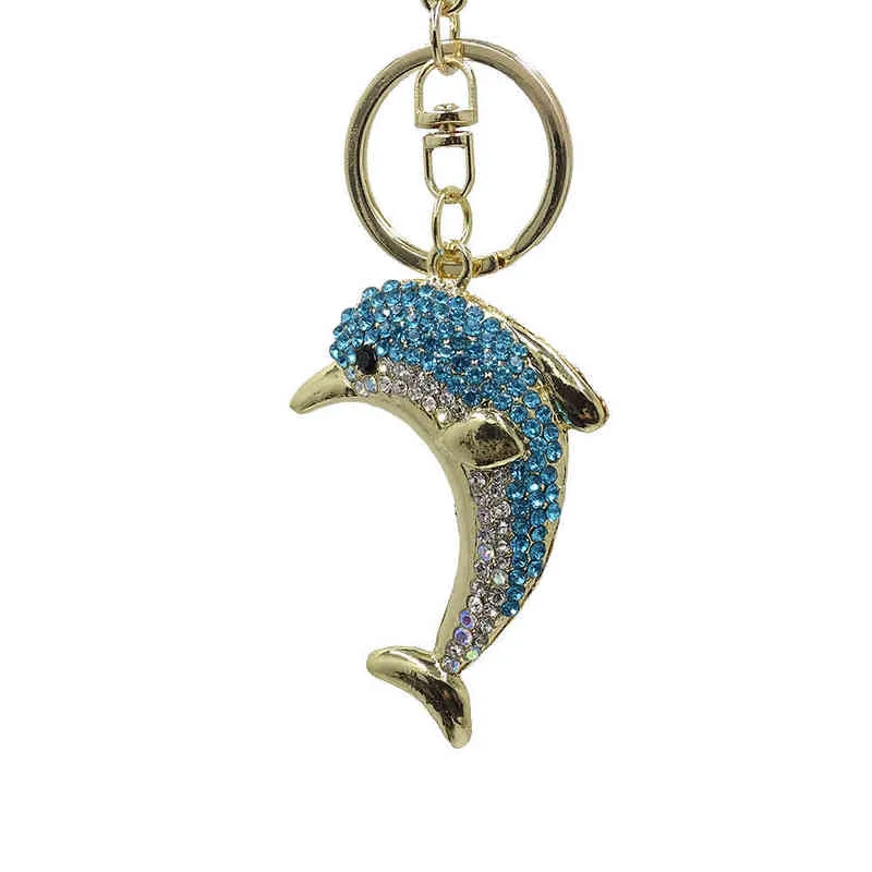 Creative mignon strass porte-clés série marine petite tortue voiture porte-clés femmes sac accessoires porte-clés animal métal pendentif AA220318