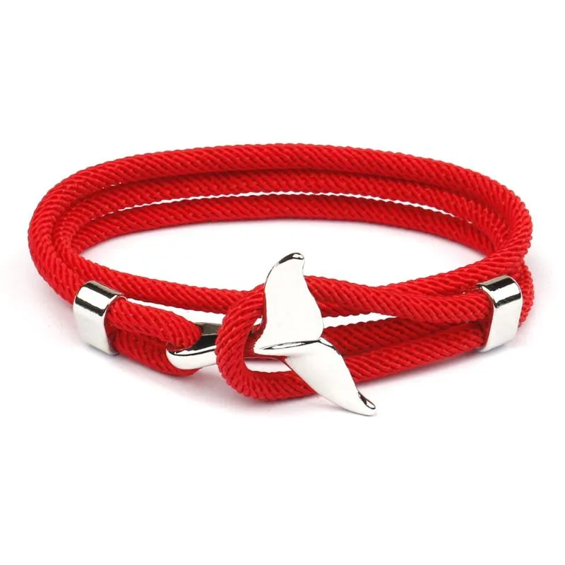 Charm Bracelets Fashion Dolphin Fish Tail Hand-Made Rope Nautical Sailing Brazalet For Women Men Surf Beach Jewelry Fawn22282K