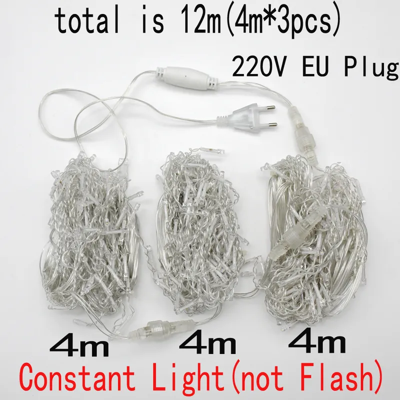 8 m–48 m Weihnachtsgirlande, LED-Vorhang, Eiszapfen-Lichterkette, 220 V, Droop, 0,4–0,6 m, Einkaufszentrum, Traufe, Garten, Bühne, Außenlichterkette 220408