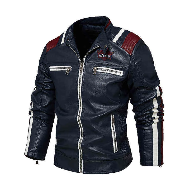 2022 Date de haute qualité Pu Veste Veste de mode en cuir hiver moto style mâle diagonale fermeture éclair pour hommes veste chaude L220801