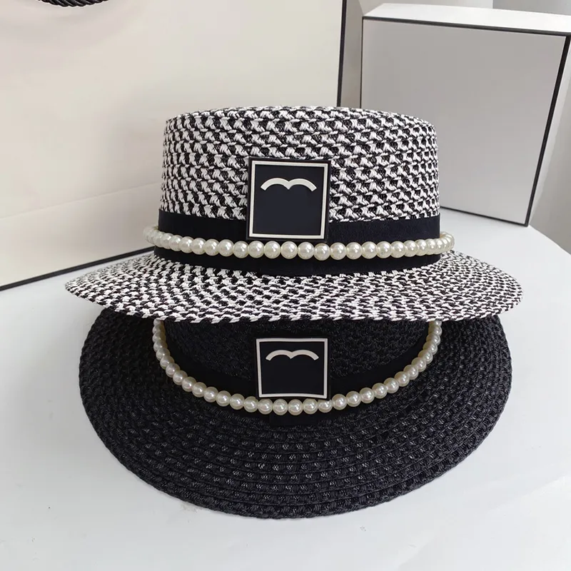 Designer Bucket Hat Chapeau de paille Chapeaux de perles Hommes Femmes Casquettes Designers Lettre de luxe Patchwork Hommes Noir Blanc Unisexe Classic Street 4334207