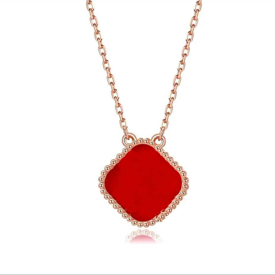 Clover Necklaces designer for women long chain trendy fashion lucky jewelry pendant white Green black Red shell rose gold chain ne289C
