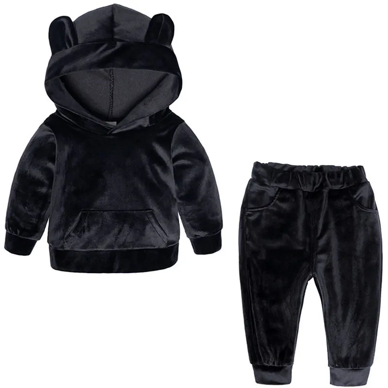 Ensembles de vêtements bébé garçons filles velours à capuche ensemble de vêtements enfants veste manteau pantalon costume pour costumes de sport survêtements enfant en bas âge ensemble de vêtements 220826