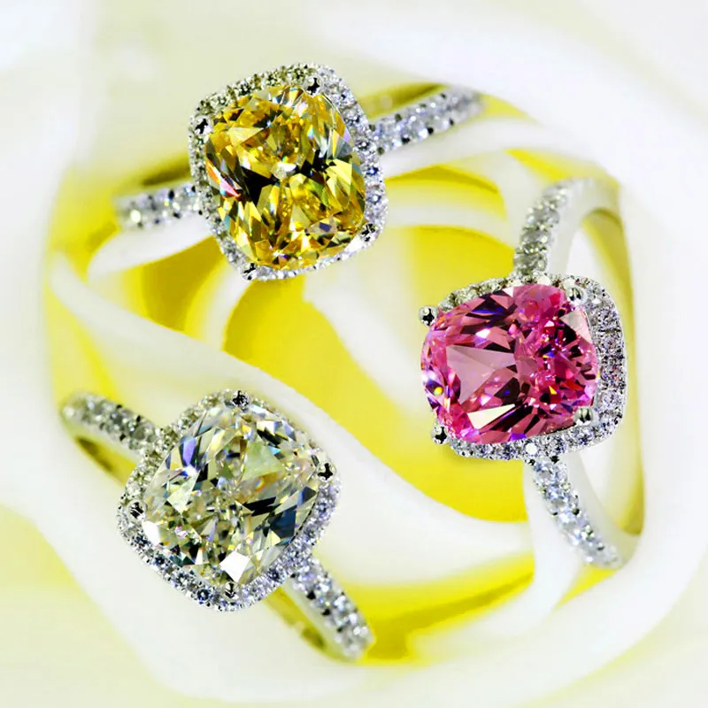 Nieuwe trendy kristal zirkoon verlovingsringen voor vrouwen vrouwelijke S925 zilveren bruiloft sieraden accessoires cadeau mode vrouwen ringen