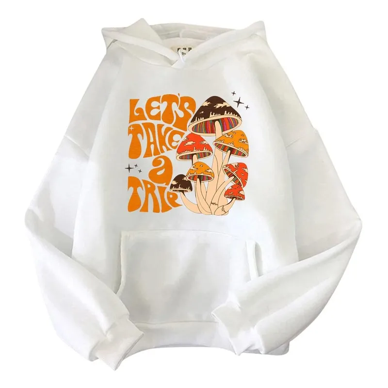 Mushroom Lets Take A Trie Print Hoodie Herren Damen Sweatshirts Harajuku Übergroße Herbst Winter Streetwear Jungen Mädchen Pullover 220727