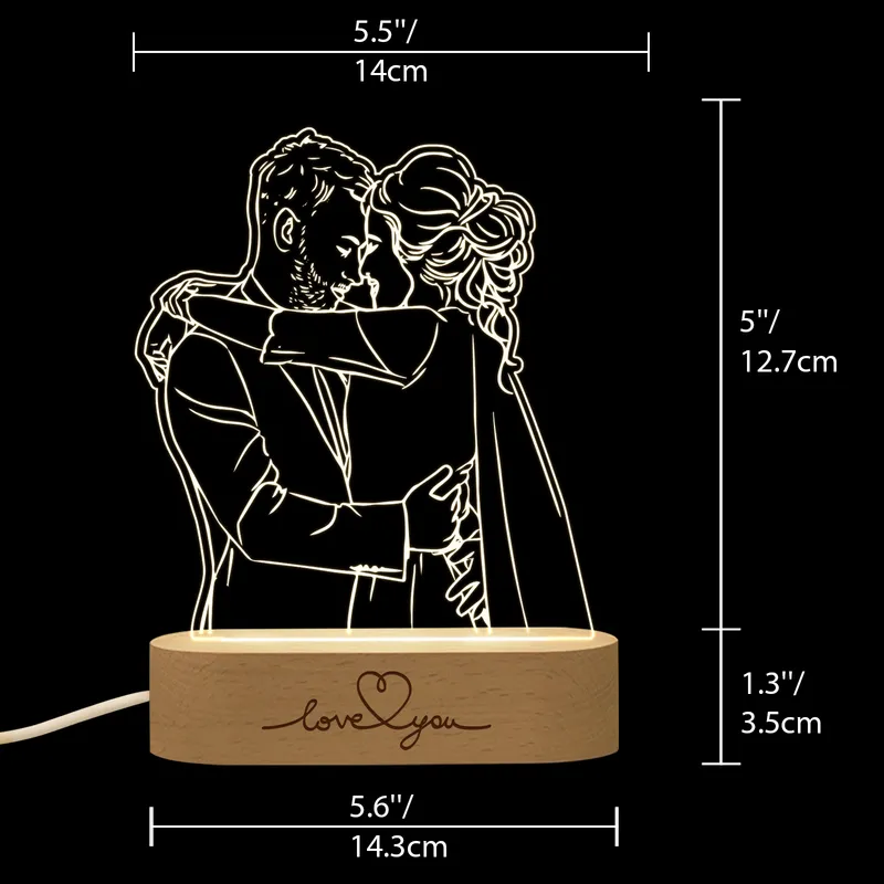 Personlig nattlamptext och POS Anpassad present till bröllopsdag födelsedag 3D sängljusgåvor till flickvän 220623