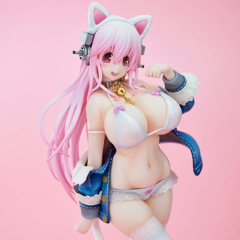 27cm nitro süper sonik süper sonico beyaz kedi ver anime figürü süper sonico aksiyon figürü Nitroplus koleksiyon model bebek oyuncakları 220702