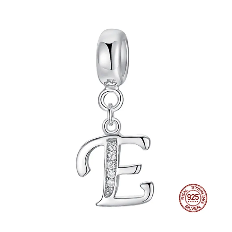 Ciondolo Pandora in argento 925 con ciondolo braccialetto 925 a forma rotonda dalla A alla Z. Set di ciondoli con lettere pendenti con perline fini fai da te